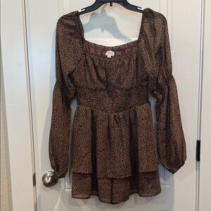 Le Lis Brown Leopard Print Mini Dress